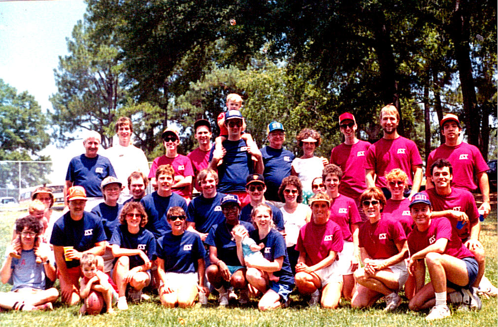 early employees playing kickball